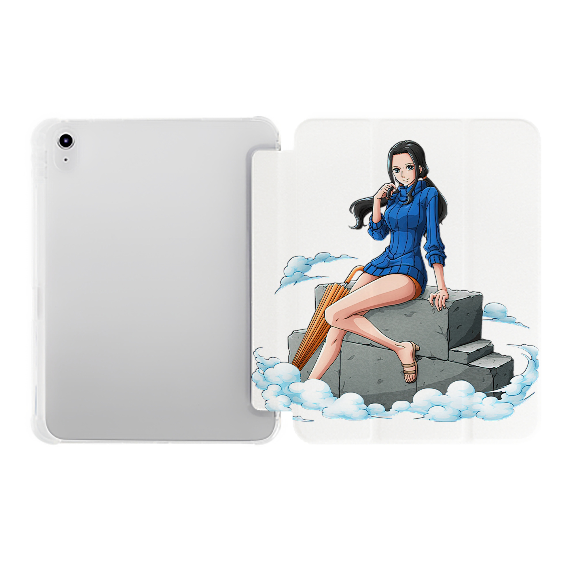 （画像用） ワンピース ニコ・ロビン ONE PIECE Nico Robin IPad ケース ペン収納付き 三つ折りスタンド PUレザー×シリコン 対応機種9.5/10.5/10.9インチ